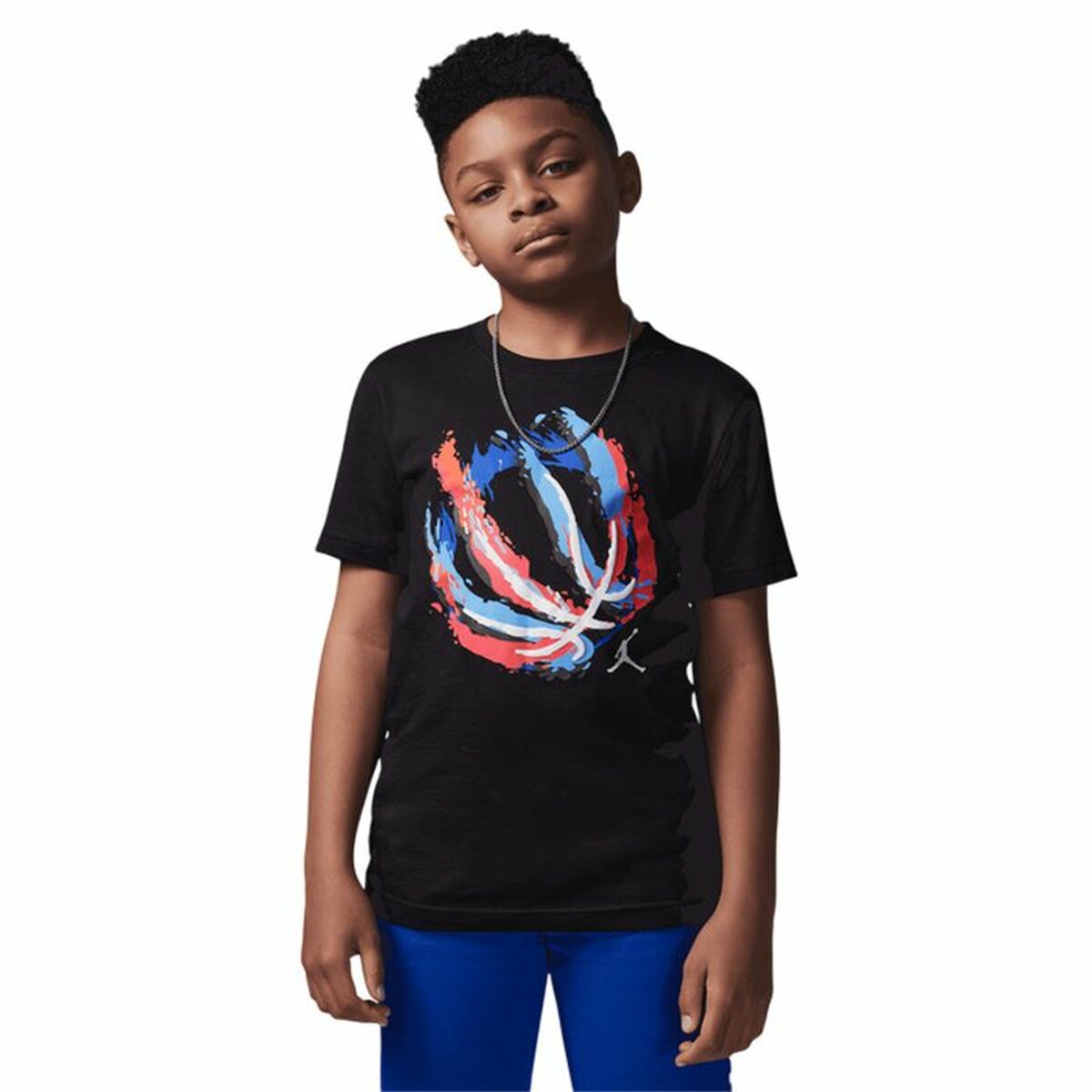 Child's Short Sleeve T-Shirt Jordan Jdb Bball Fire Ss Black-0