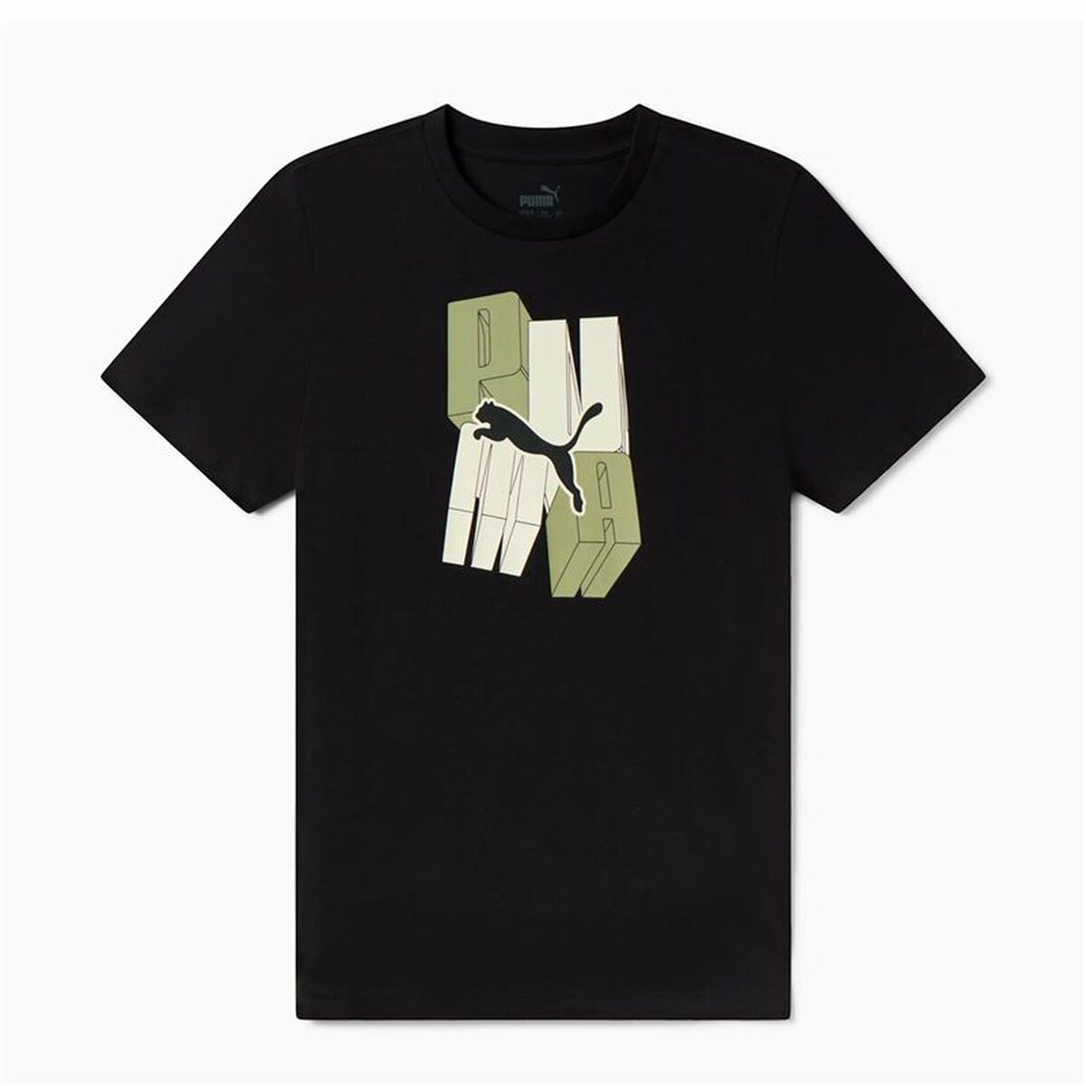 Child's Short Sleeve T-Shirt Puma Essentials+ Graphic Black-0
