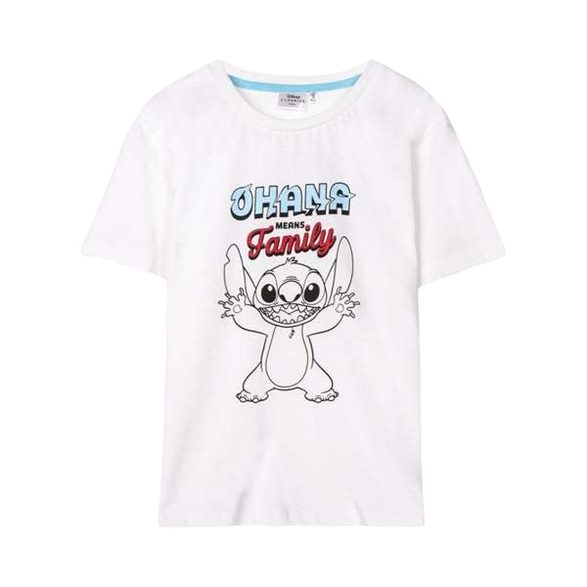 Children’s Short Sleeve T-Shirt Stitch White-0