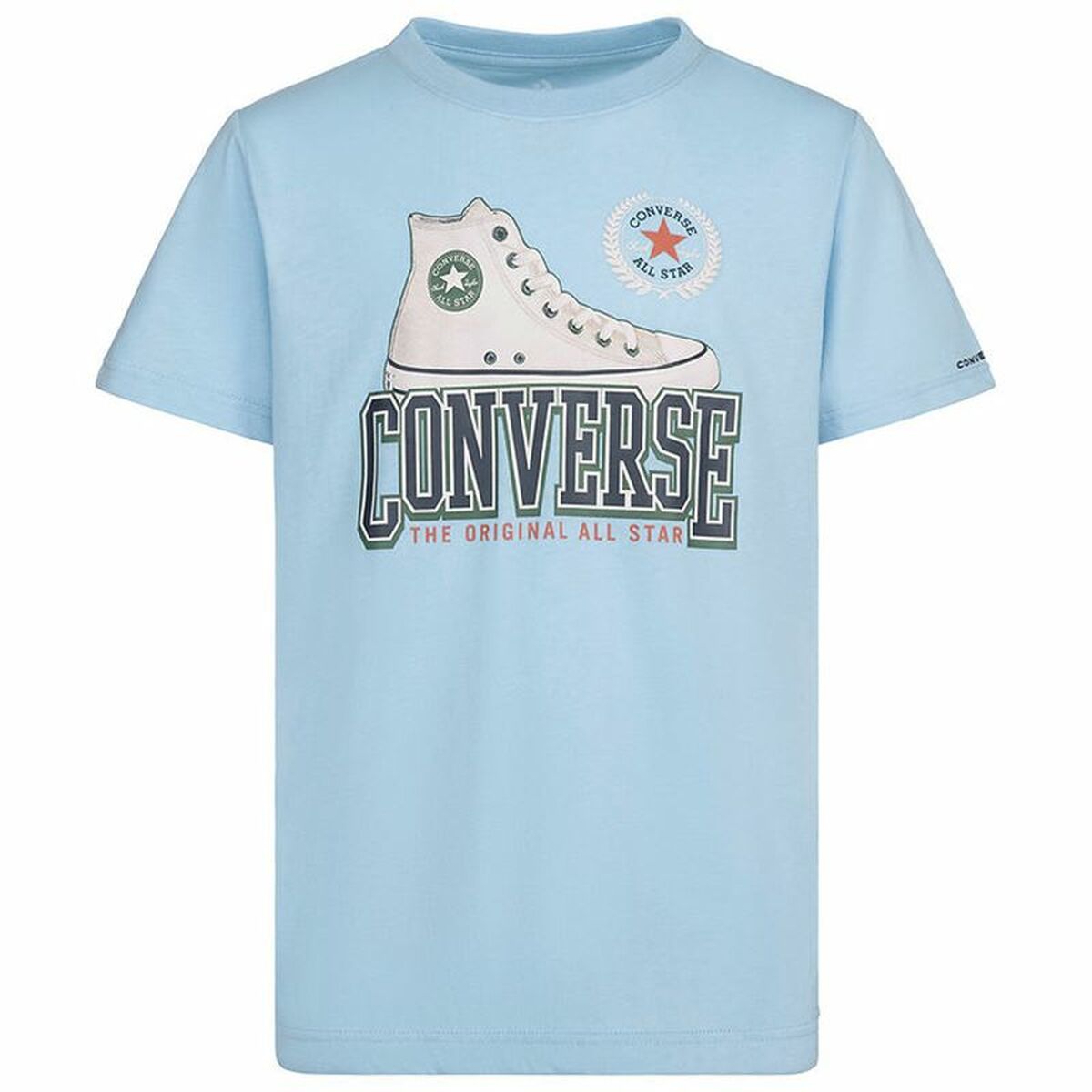 Child's Short Sleeve T-Shirt Converse Script Sneaker Gfx Sky blue-4