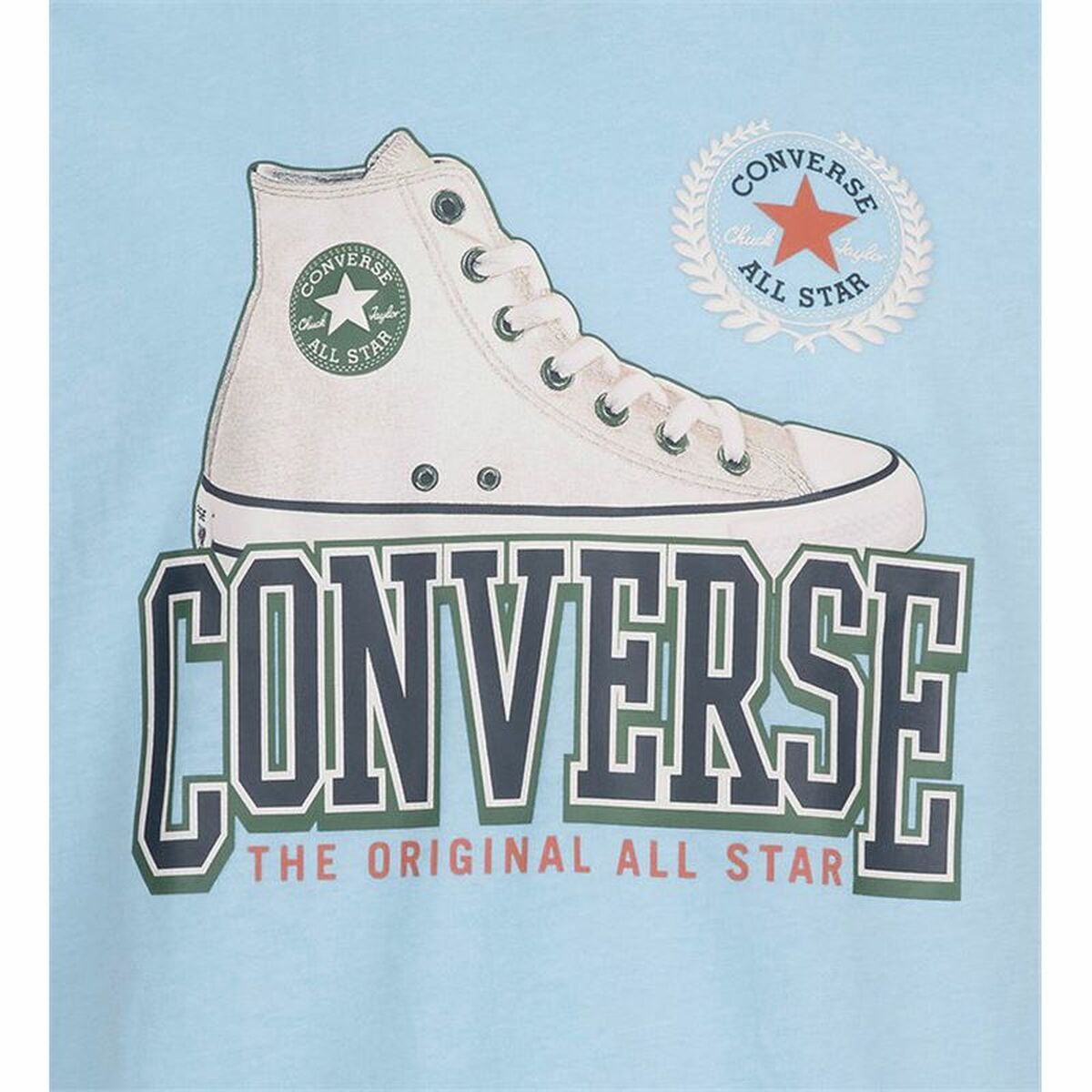Child's Short Sleeve T-Shirt Converse Script Sneaker Gfx Sky blue-3