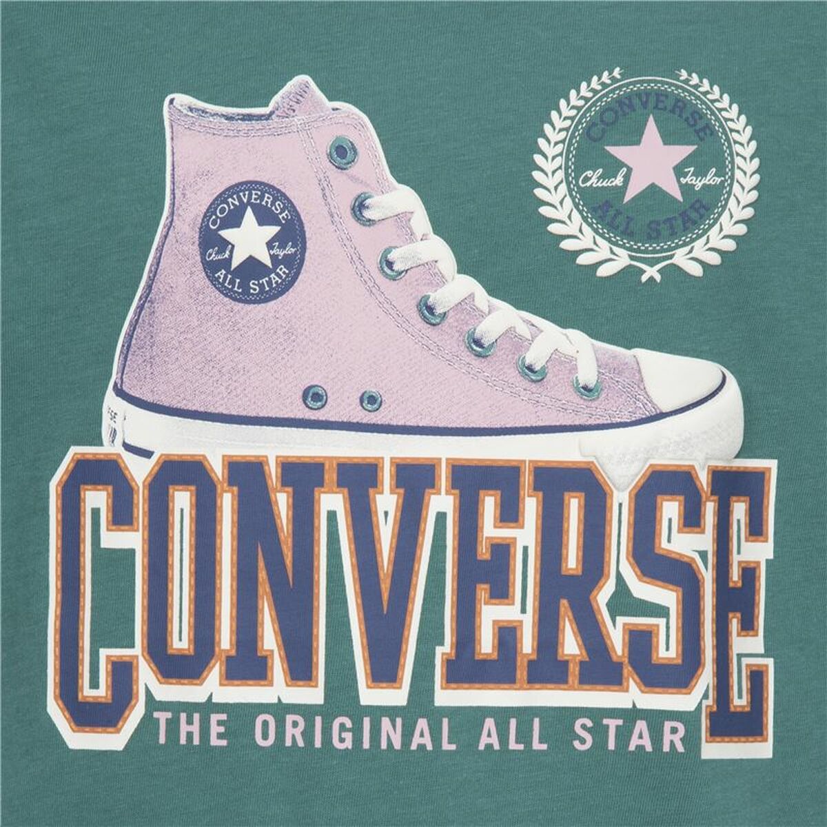 Child's Short Sleeve T-Shirt Converse Script Sneaker Gfx Sse Cyan-2