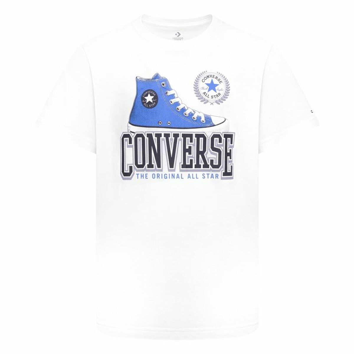 Child's Short Sleeve T-Shirt Converse Script Sneaker Gfx Sse White-1