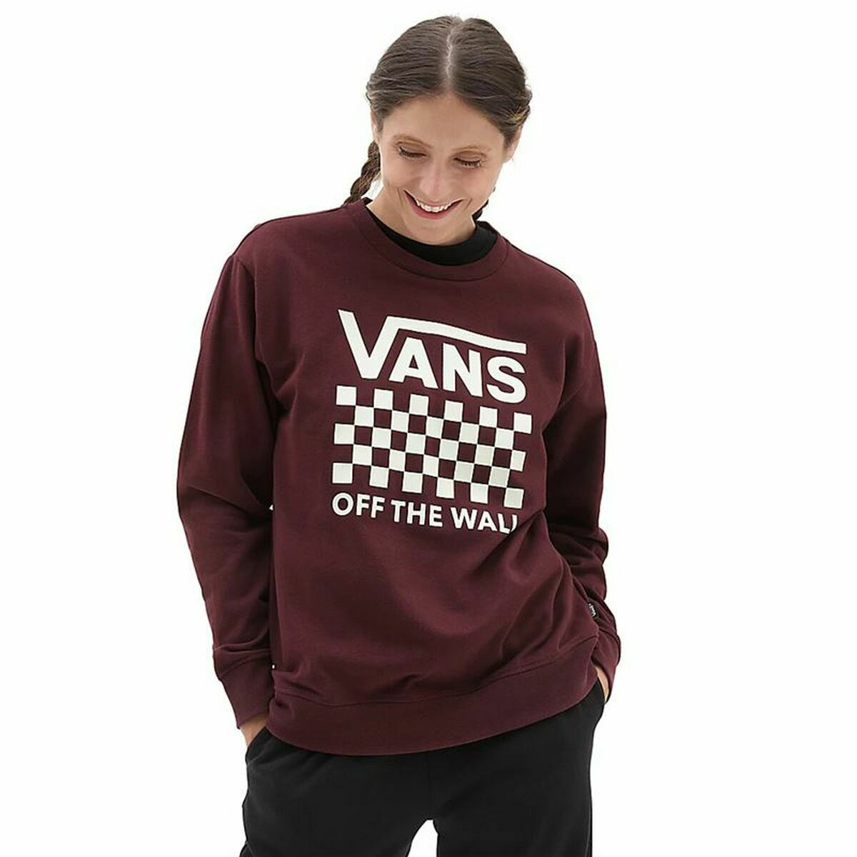Women’s Sweatshirt without Hood Vans Lock Box Crew-B Maroon-0