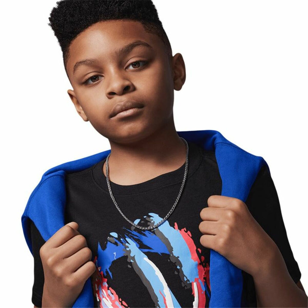 Child's Short Sleeve T-Shirt Jordan Jdb Bball Fire Ss Black-3