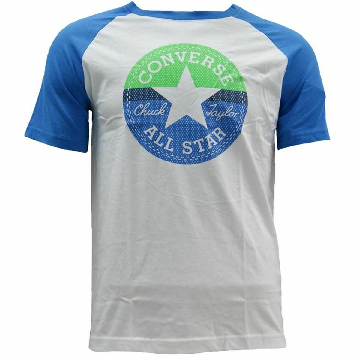 Child's Short Sleeve T-Shirt Converse Block Raglan Blue White-3