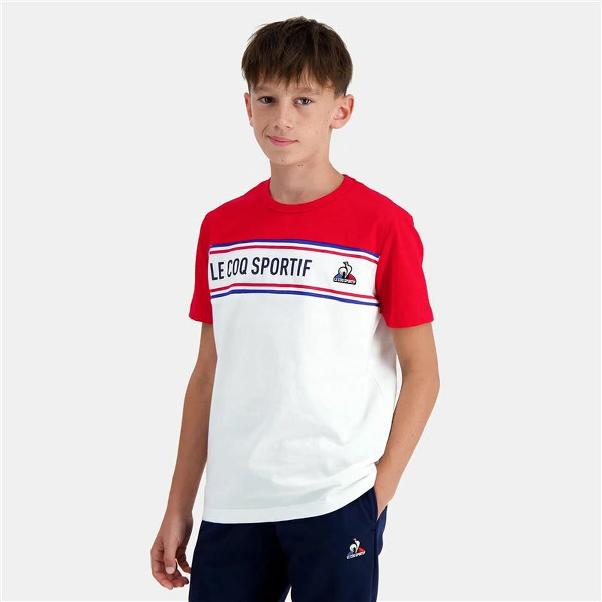 Children’s Short Sleeve T-Shirt Le coq sportif  N°2 Tricolore White-5