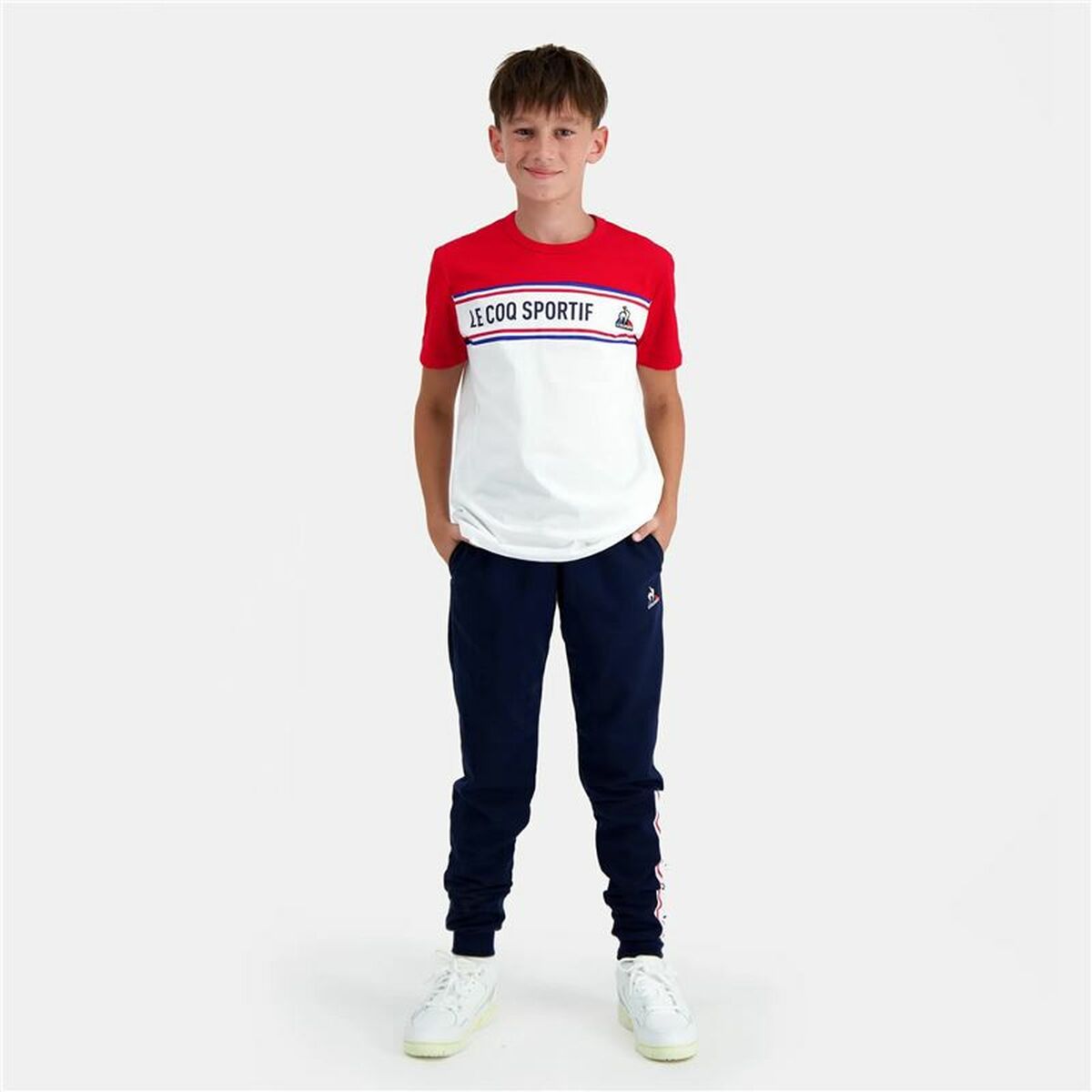 Children’s Short Sleeve T-Shirt Le coq sportif  N°2 Tricolore White-3