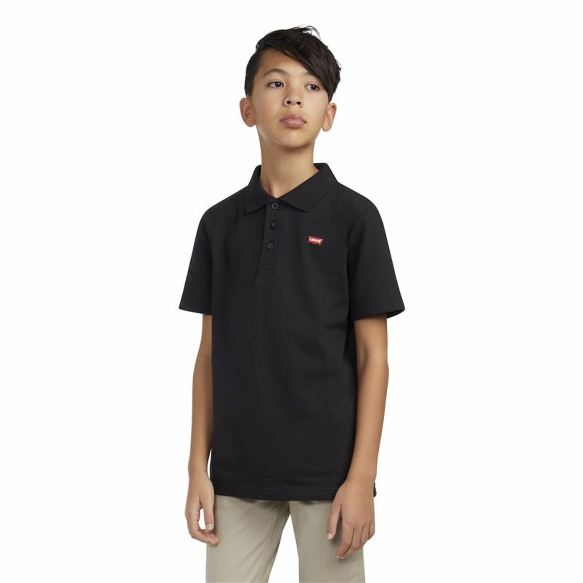 Children’s Short Sleeve Polo Shirt Levi's Lvb Back Neck Tape Black-3