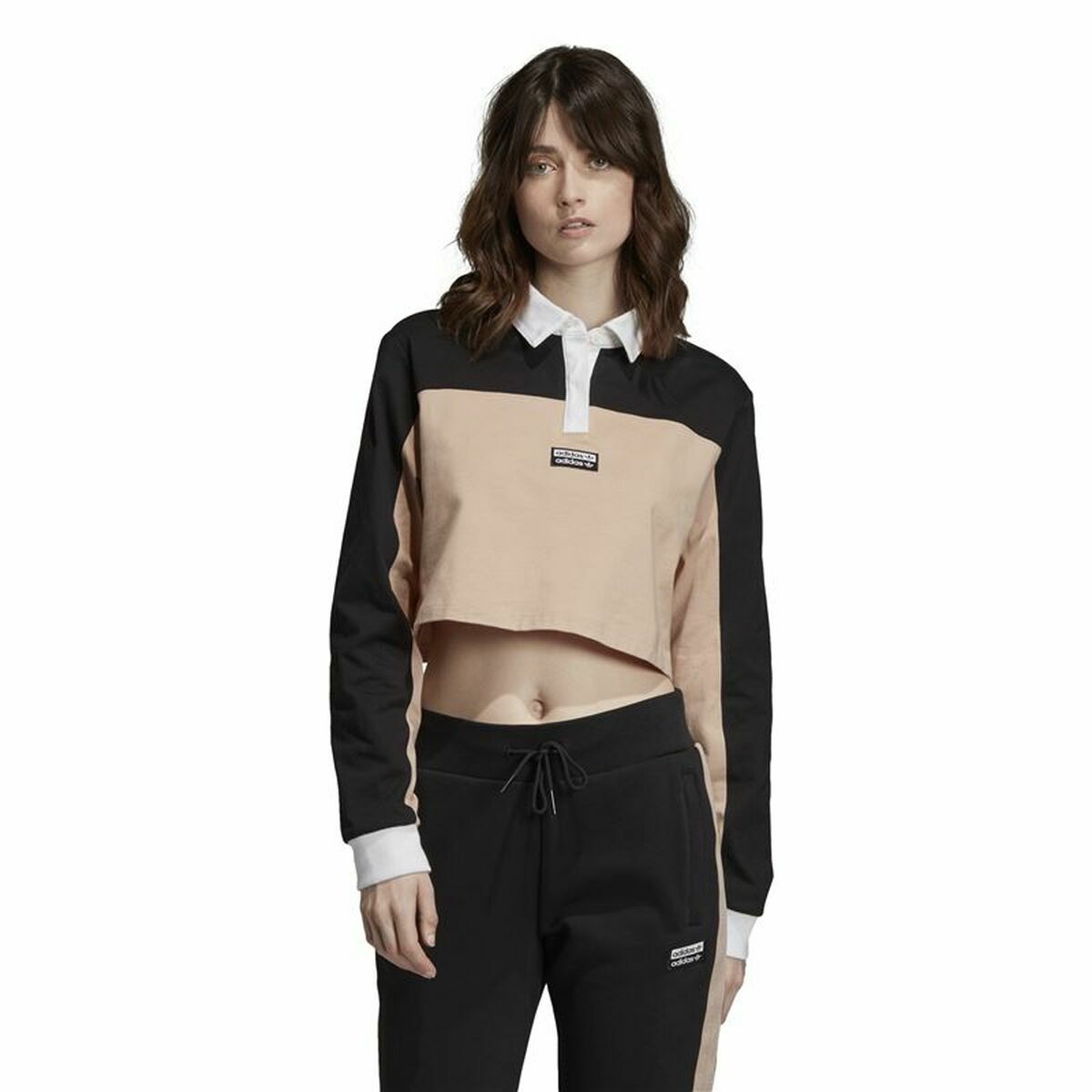 Women’s Short Sleeve Polo Shirt Adidas Originals Cropped Lady Black-1