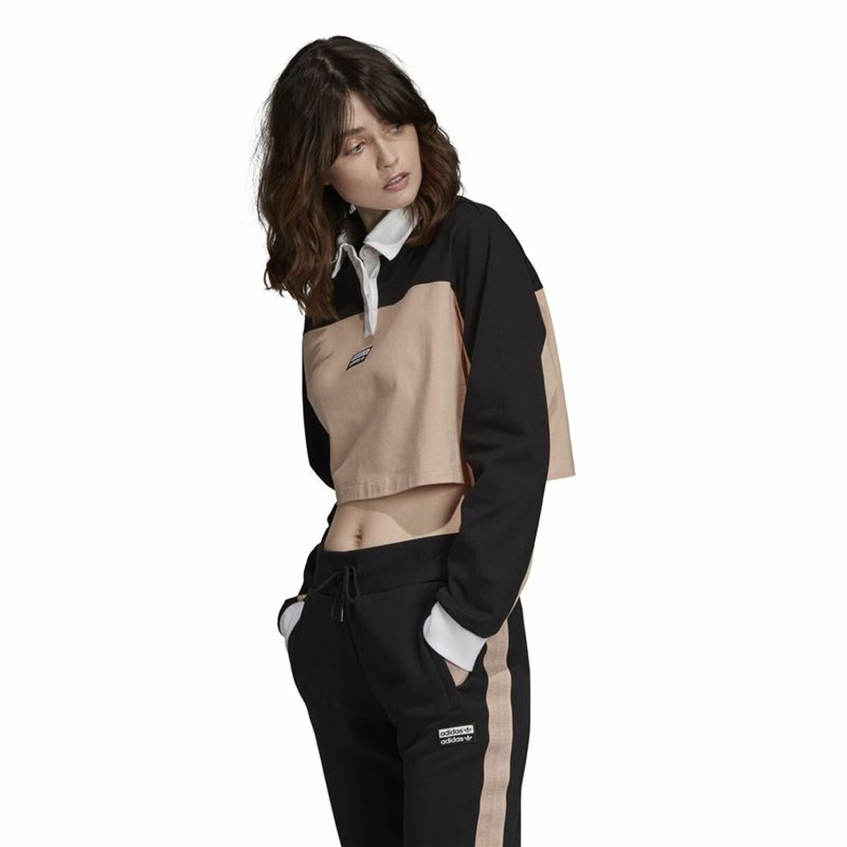 Women’s Short Sleeve Polo Shirt Adidas Originals Cropped Lady Black-8