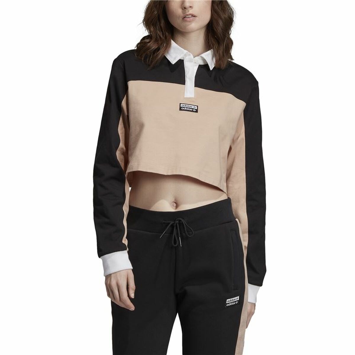 Women’s Short Sleeve Polo Shirt Adidas Originals Cropped Lady Black-5