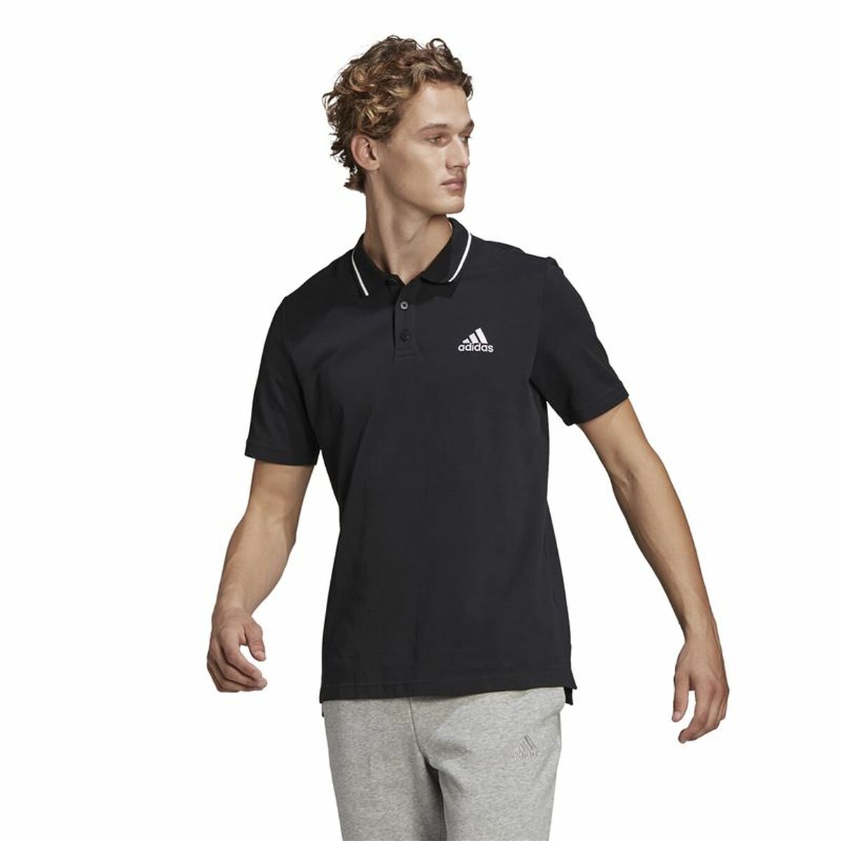 Men’s Short Sleeve Polo Shirt Adidas Aeroready essentials Black-0