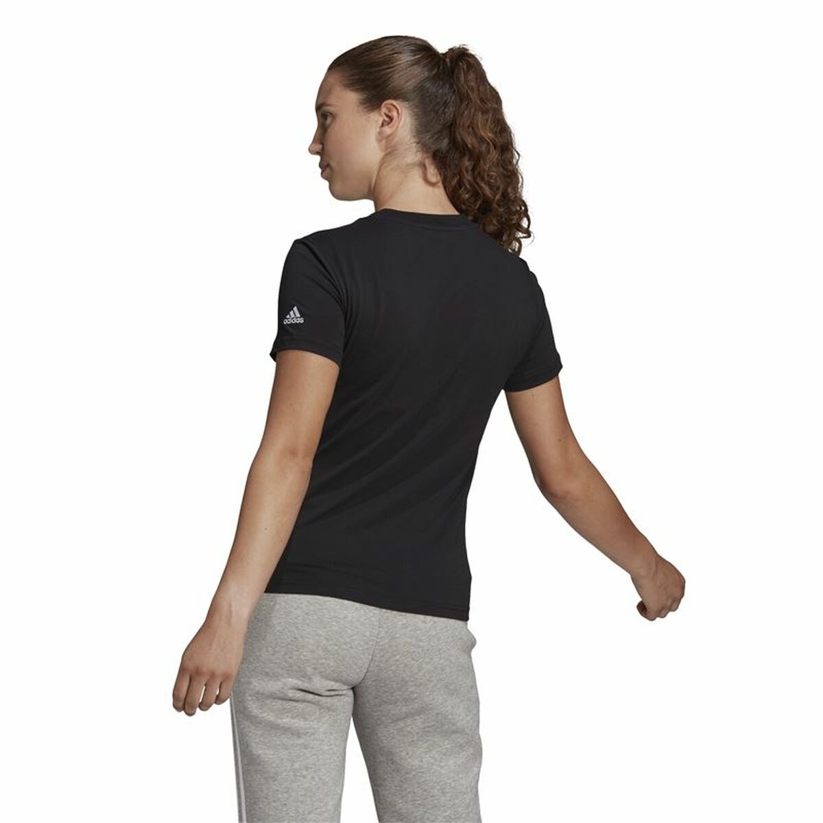 Women’s Short Sleeve T-Shirt Adidas Lin T Black (XS)-5