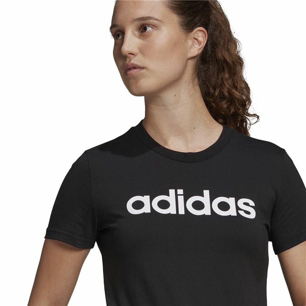 Women’s Short Sleeve T-Shirt Adidas Lin T Black (XS)-3