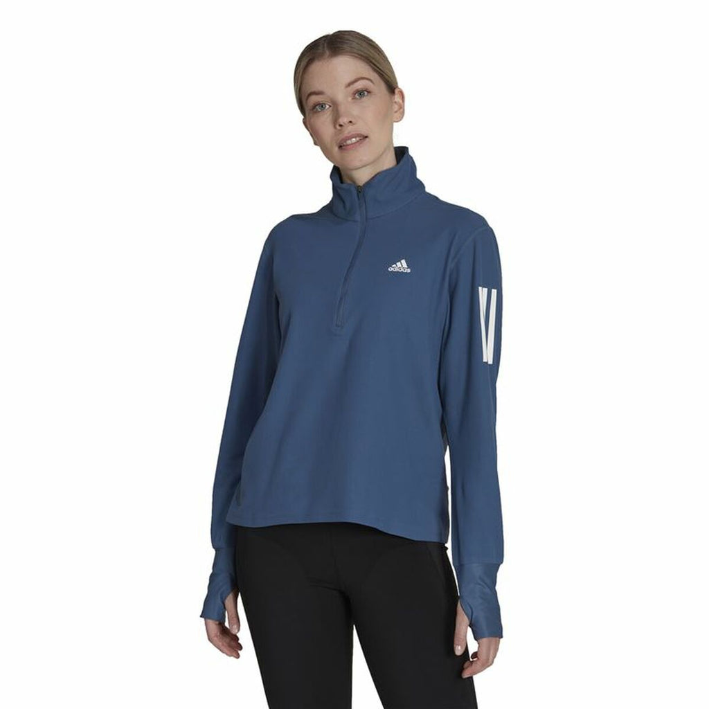 Women's long sleeve T-shirt Adidas Own the Run 1/2 Zip Indigo-15