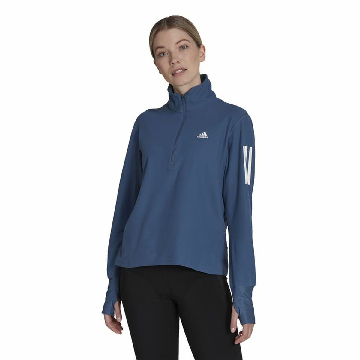 Women's long sleeve T-shirt Adidas Own the Run 1/2 Zip Indigo-15