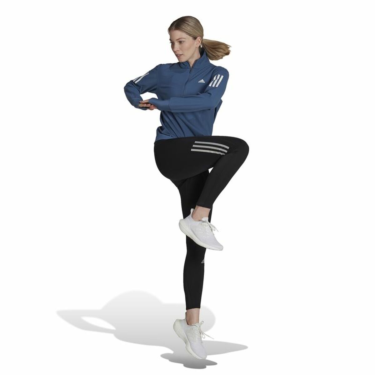 Women's long sleeve T-shirt Adidas Own the Run 1/2 Zip Indigo-12