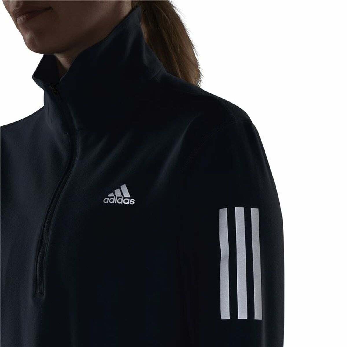 Women's long sleeve T-shirt Adidas Own the Run 1/2 Zip Indigo-9