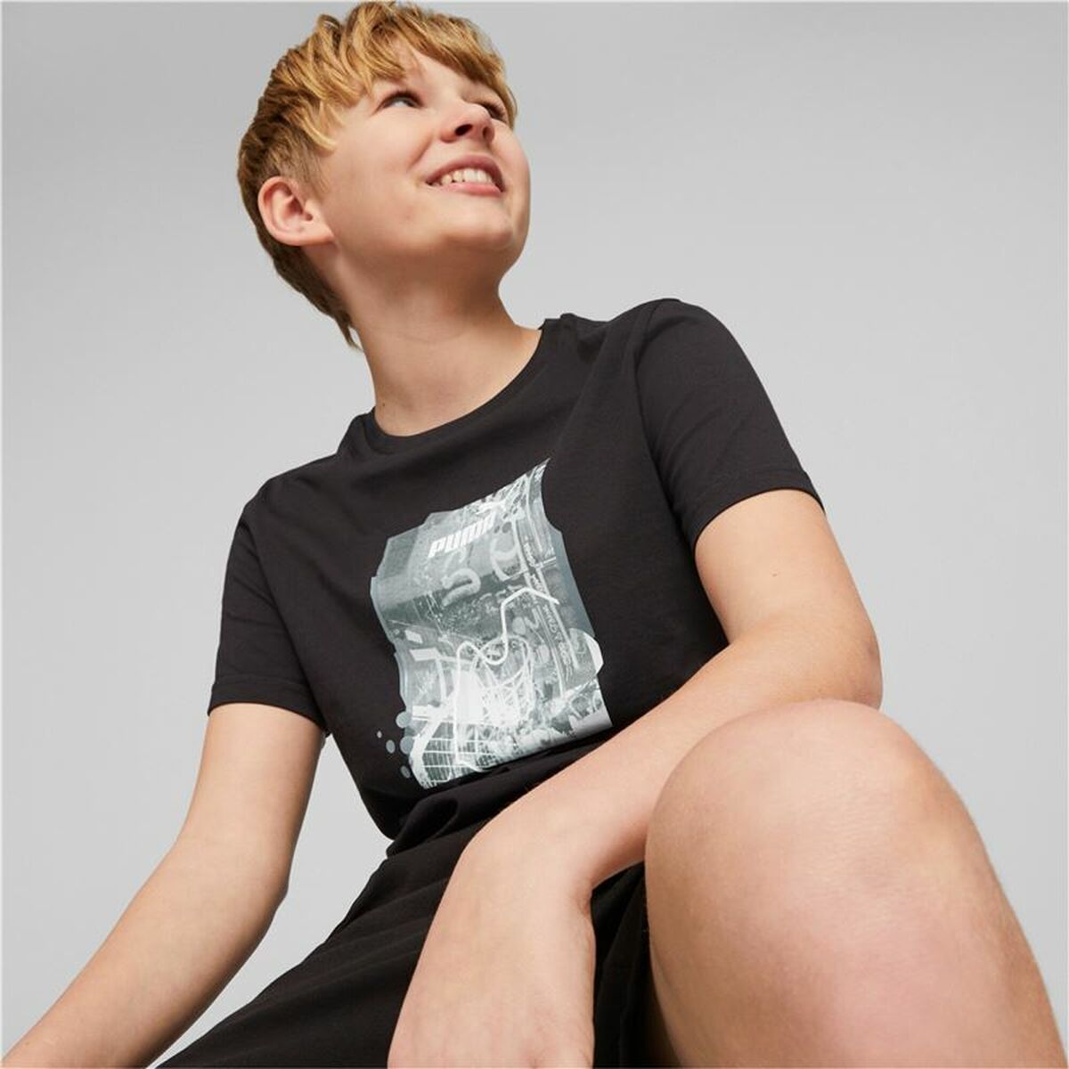 Children’s Short Sleeve T-Shirt Puma Essentials+ Street Art Grap Black-4