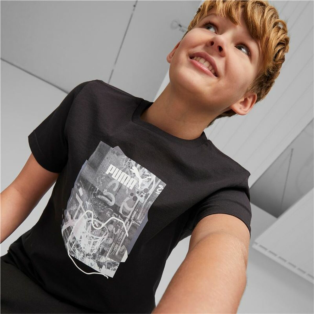 Children’s Short Sleeve T-Shirt Puma Essentials+ Street Art Grap Black-3