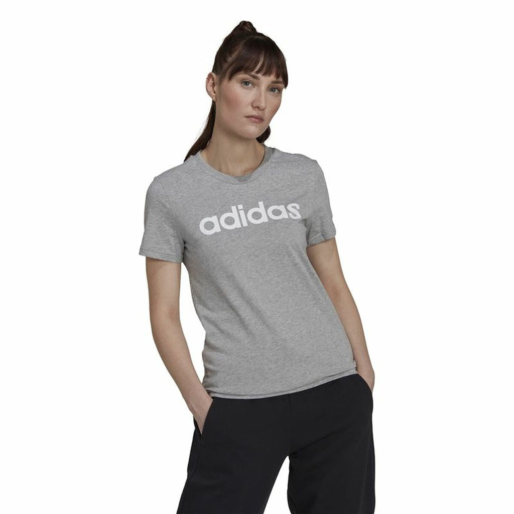 Women’s Short Sleeve T-Shirt Adidas Essentials Logo Mujer Light grey (L)-7
