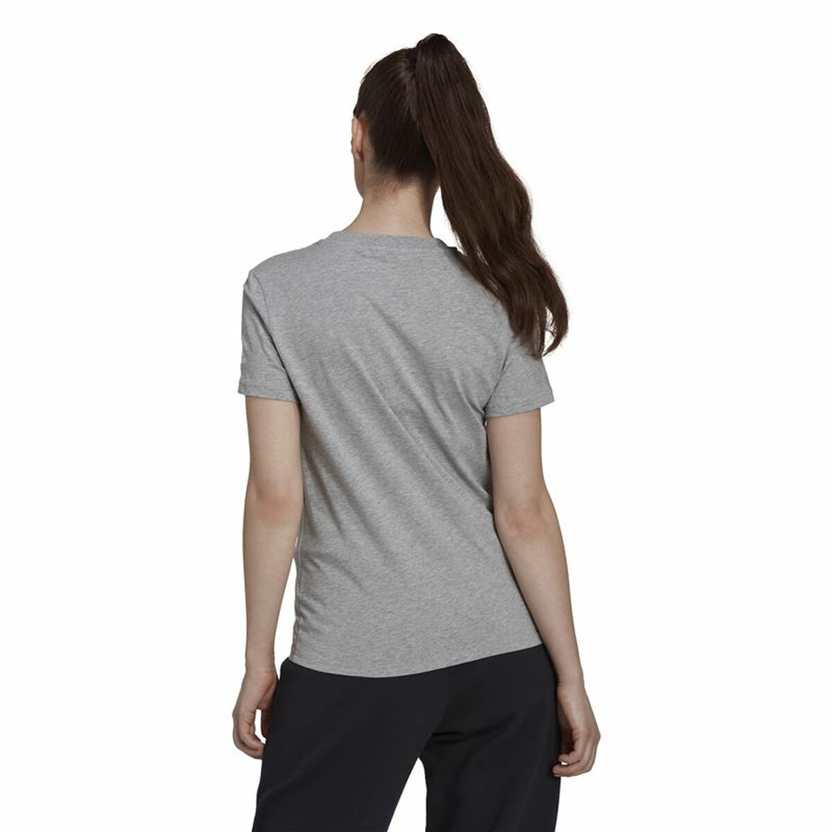 Women’s Short Sleeve T-Shirt Adidas Essentials Logo Mujer Light grey (L)-5