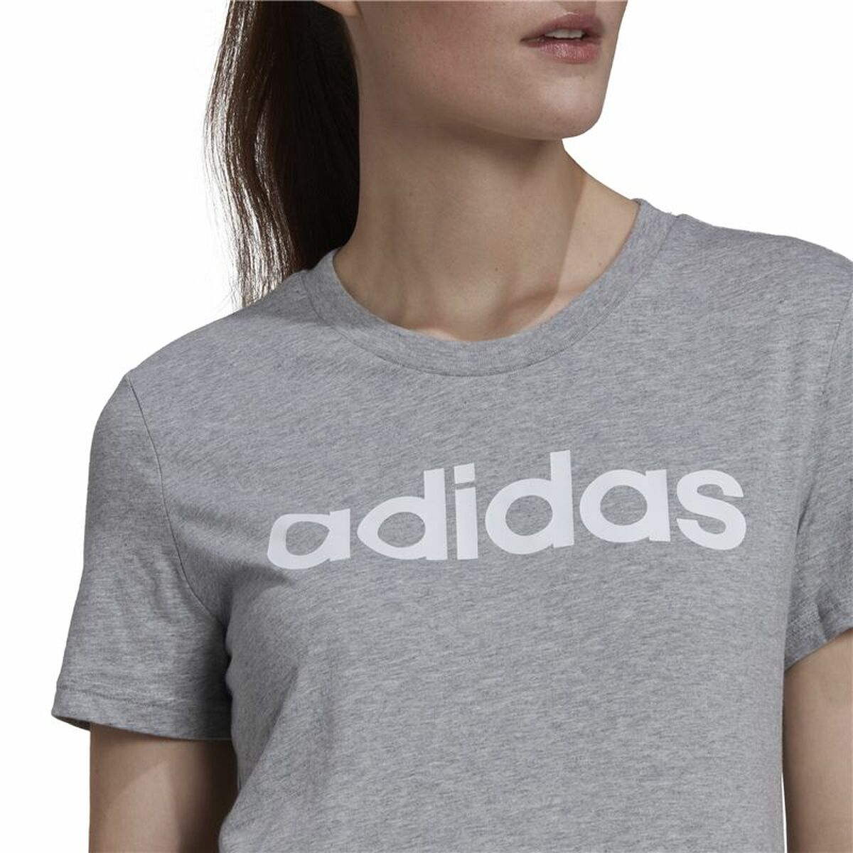 Women’s Short Sleeve T-Shirt Adidas Essentials Logo Mujer Light grey (L)-3