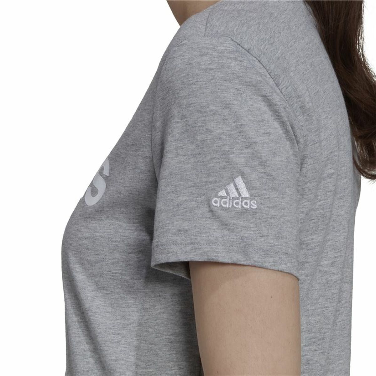 Women’s Short Sleeve T-Shirt Adidas Essentials Logo Mujer Light grey (L)-2