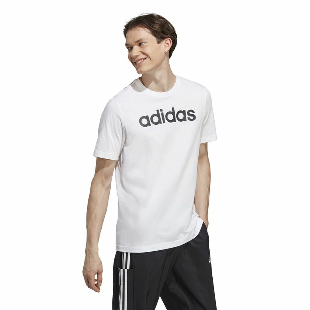 Men’s Short Sleeve T-Shirt Adidas Essentials Linear Logo XL-4