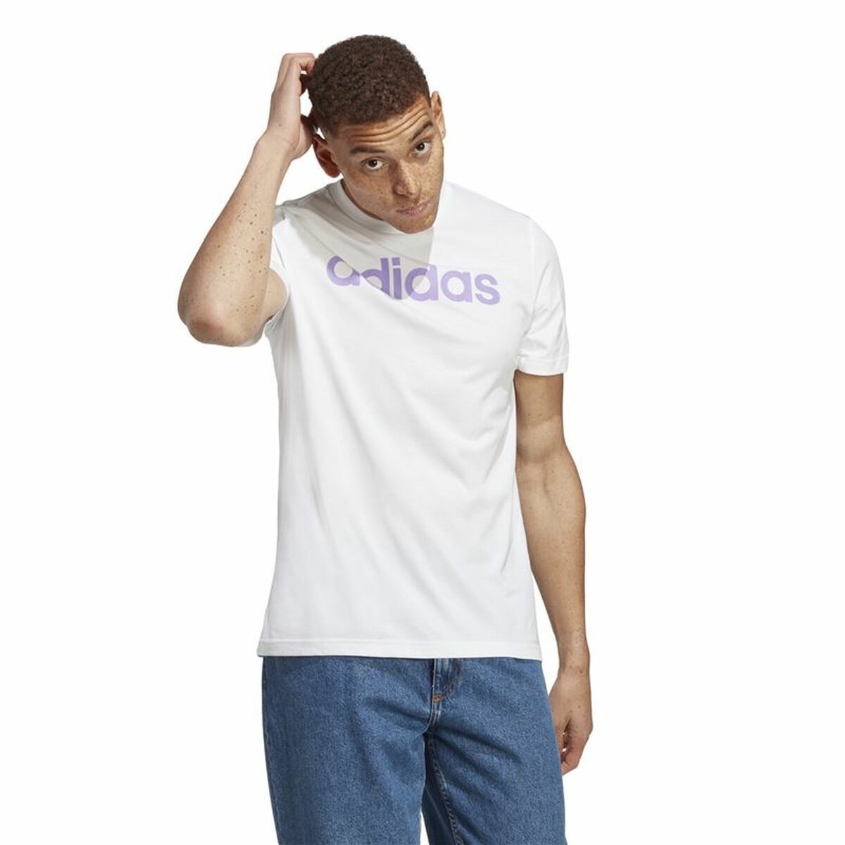 Men’s Short Sleeve T-Shirt Adidas Essentials White-4