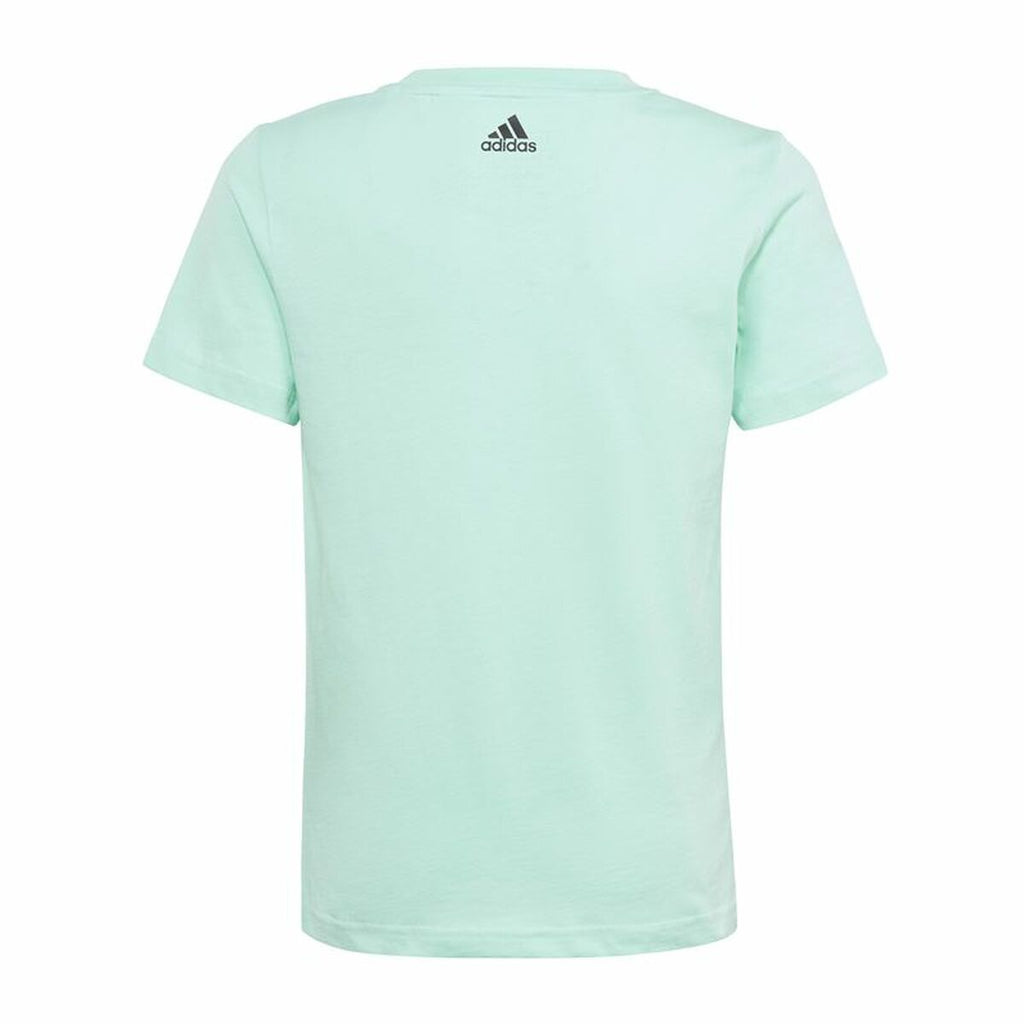 Child's Short Sleeve T-Shirt Adidas Linear Logo Green Aquamarine-5