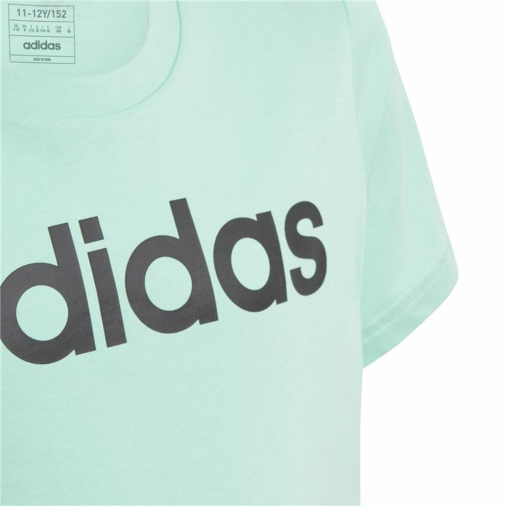 Child's Short Sleeve T-Shirt Adidas Linear Logo Green Aquamarine-4
