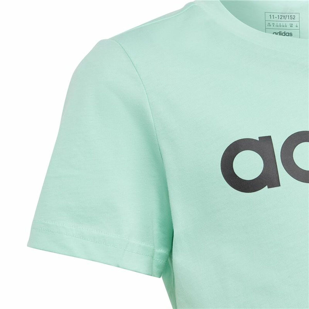 Child's Short Sleeve T-Shirt Adidas Linear Logo Green Aquamarine-3