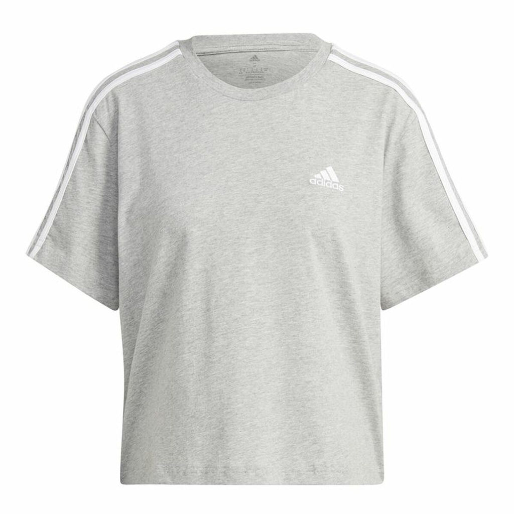 Women’s Short Sleeve T-Shirt Adidas 3S Cropped Top Light grey (XS)-0