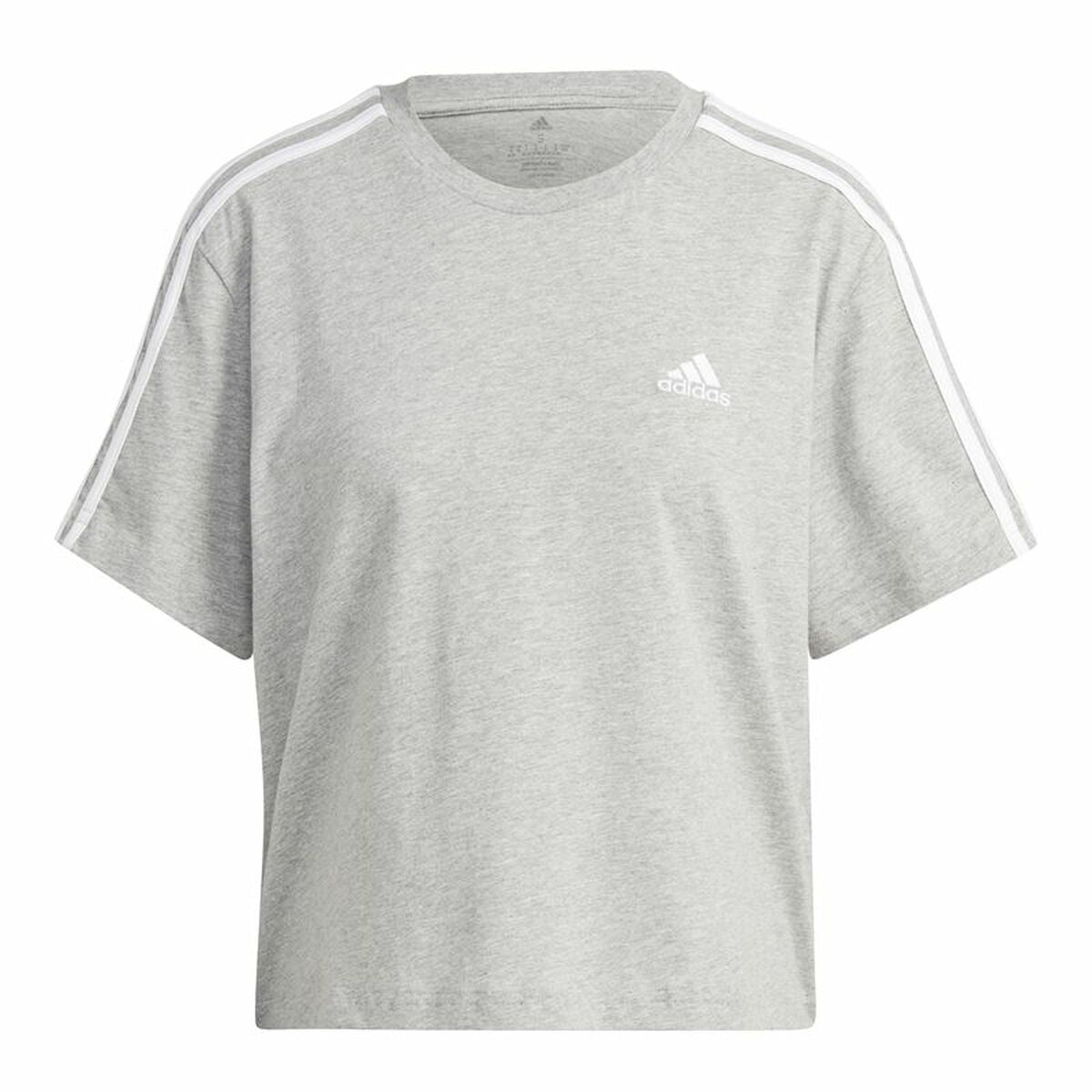 Women’s Short Sleeve T-Shirt Adidas 3S Cropped Top Light grey (XS)-0