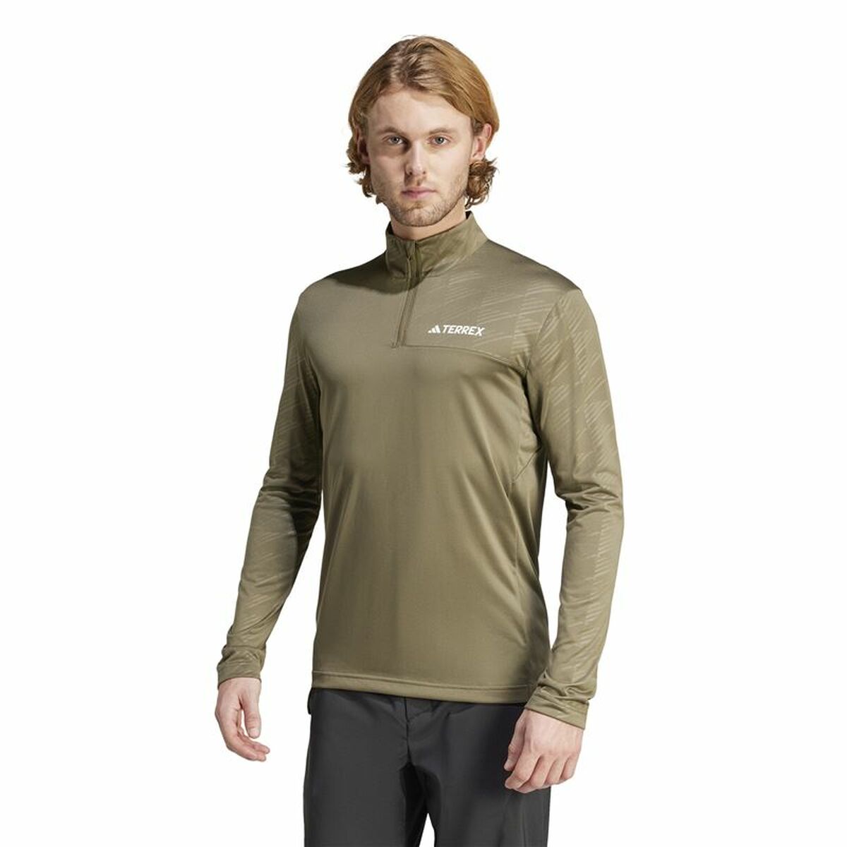 Men’s Sweatshirt without Hood Adidas Mt Half Zi Ls Brown-5