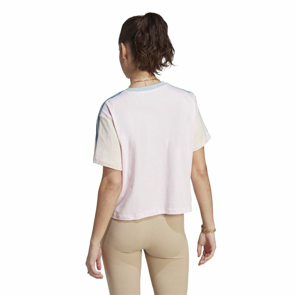 Women’s Short Sleeve T-Shirt Adidas 3S Cr White-3