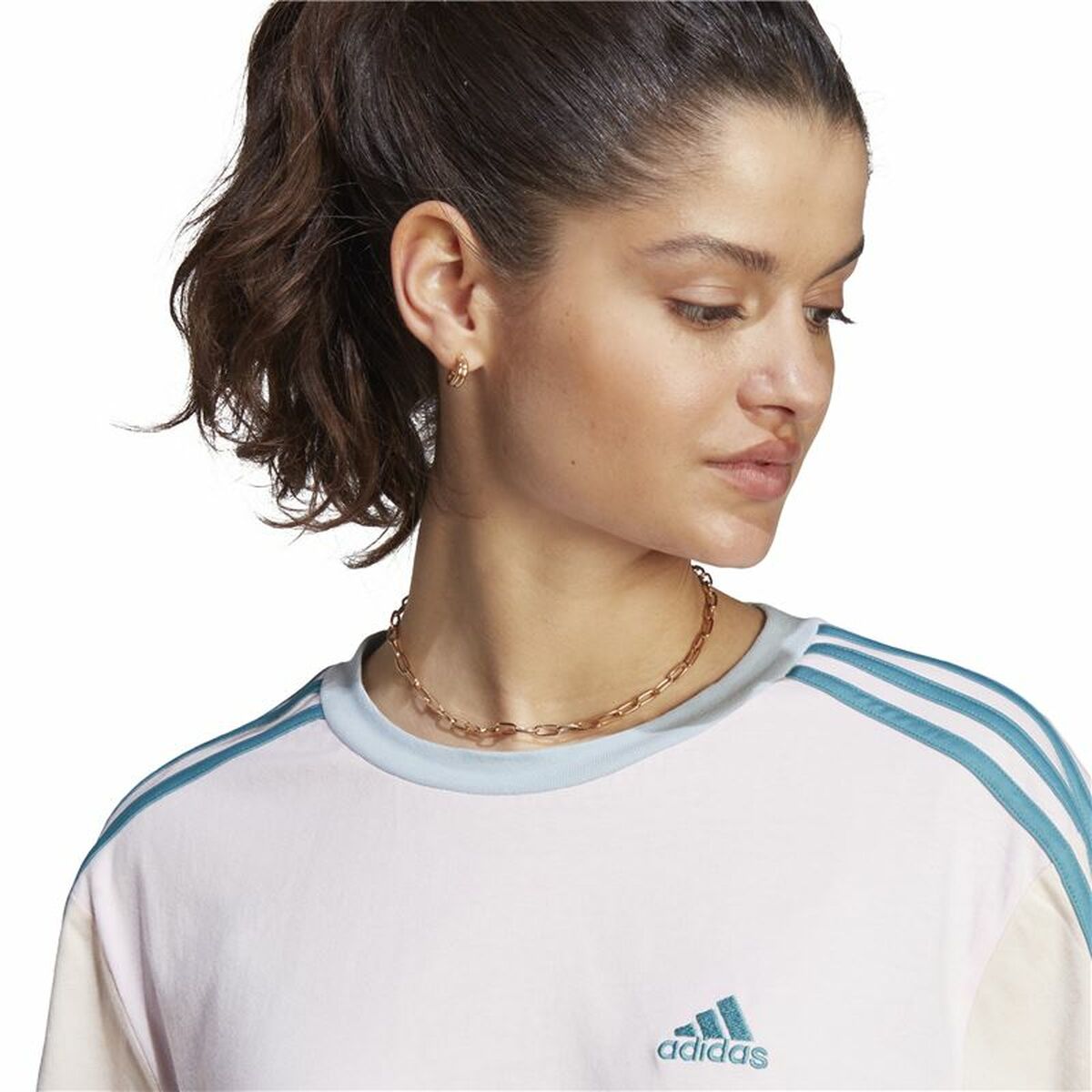 Women’s Short Sleeve T-Shirt Adidas 3S Cr White-2