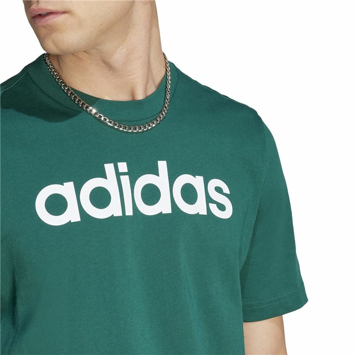 Men’s Short Sleeve T-Shirt Adidas Linear Sj Olive S-3