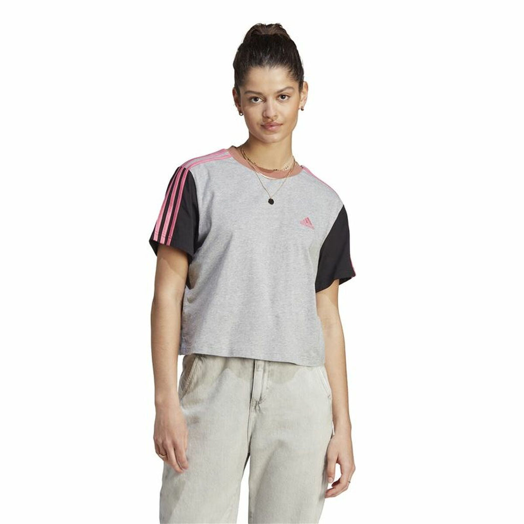 Women’s Short Sleeve T-Shirt Adidas 3S Cr Grey-5