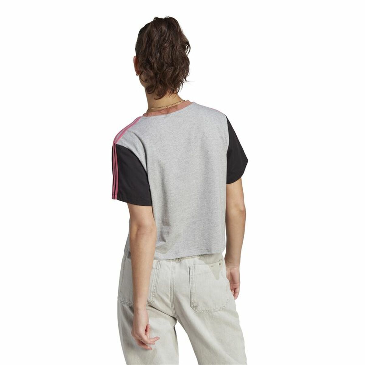 Women’s Short Sleeve T-Shirt Adidas 3S Cr Grey-4