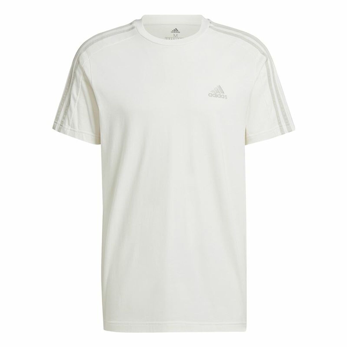 Men’s Short Sleeve T-Shirt Adidas Essentials 3 Bandas White L-0