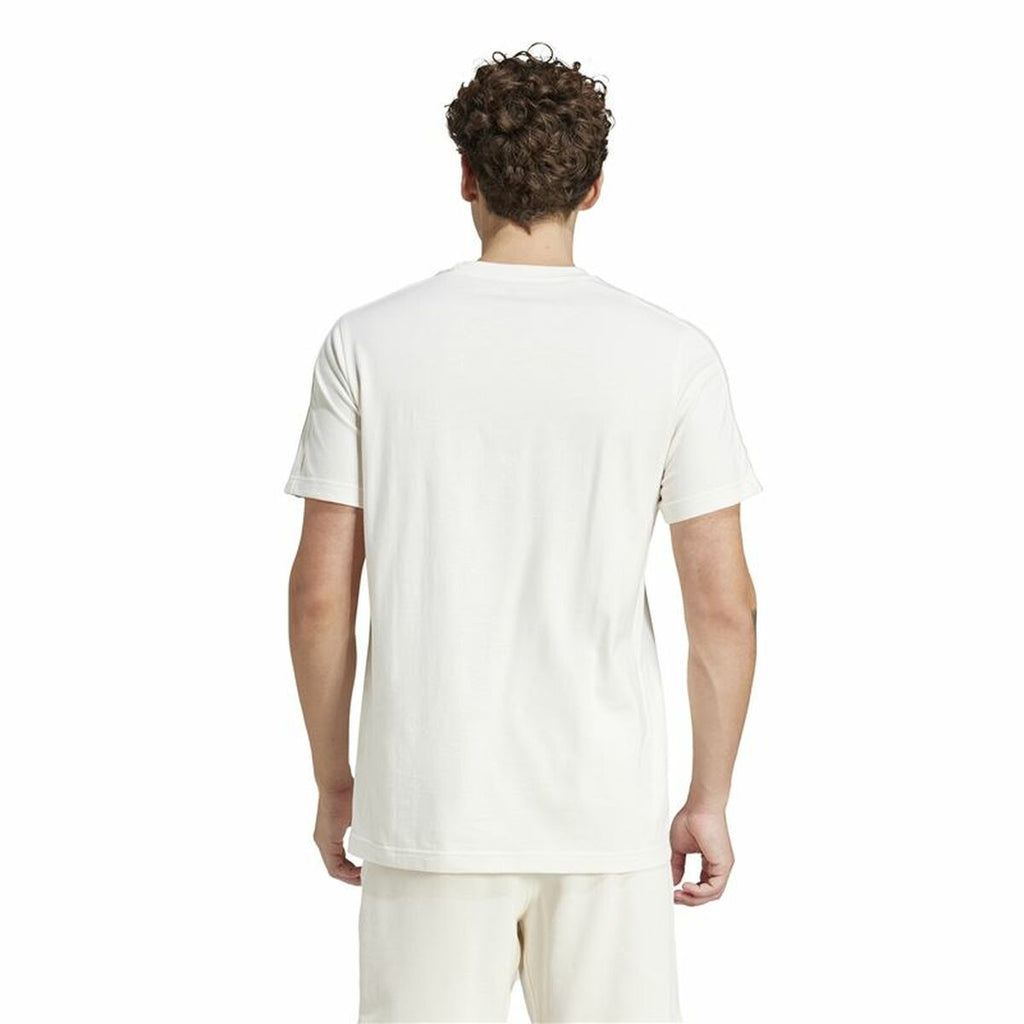 Men’s Short Sleeve T-Shirt Adidas Essentials 3 Bandas White L-3