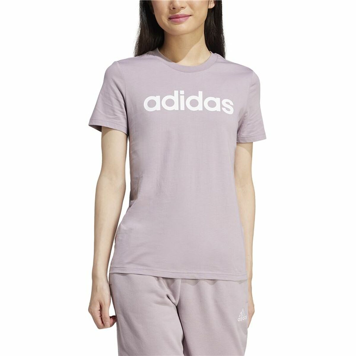Women’s Short Sleeve T-Shirt Adidas Linear (XS)-3
