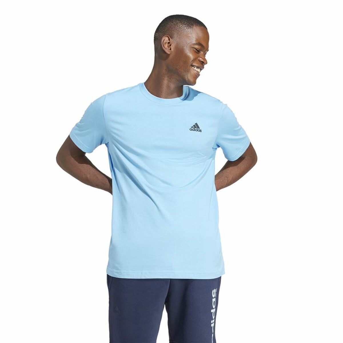 Men’s Short Sleeve T-Shirt Adidas Badge Of Sport Blue XL-4