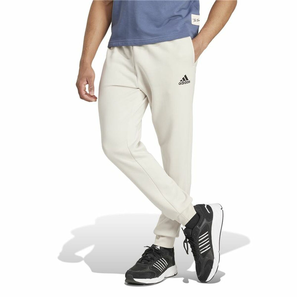 Long Sports Trousers Adidas Essentials Fleece Regular Tapered White-4