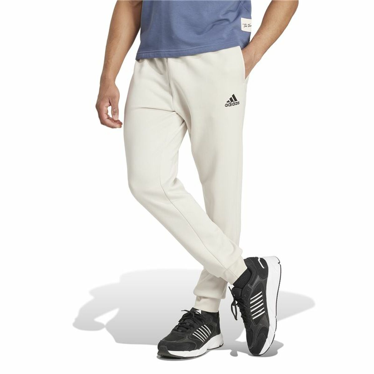 Long Sports Trousers Adidas Essentials Fleece Regular Tapered White-4