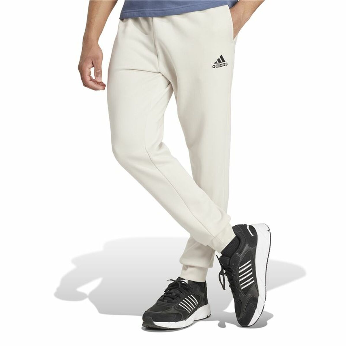 Long Sports Trousers Adidas Essentials Fleece Regular Tapered White-3