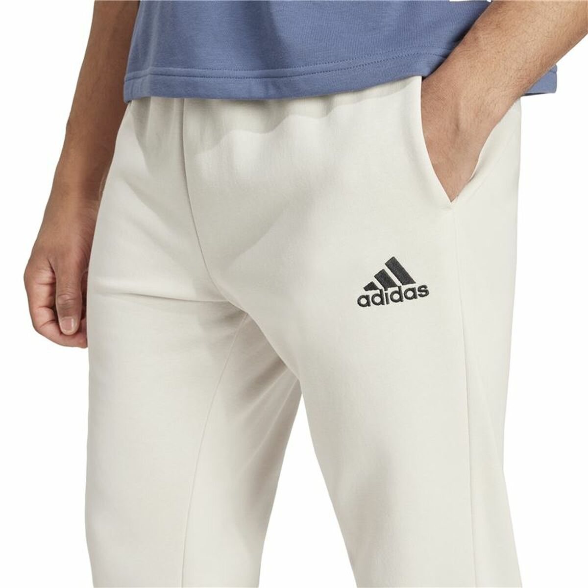 Long Sports Trousers Adidas Essentials Fleece Regular Tapered White-1